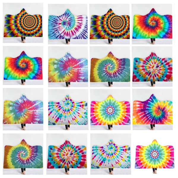 

rainbow hooded blanket thickening printed fleece blankets adults kids soft warmapes cloak blankets picnic homewaret2i5379