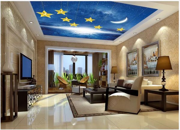 Custom Photo Mural Wallpapers 3d Ceiling Murals Fantasy Night Sky
