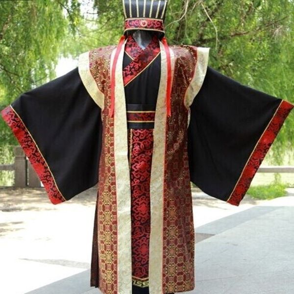 

ancient princes costume male traditional hanfu costume warring states chinese minister tang qing folk clothes dl4152, Black;red