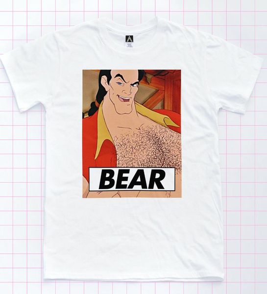 

bear gaston t-shirt beauty & beast lgbt pride gay retro tee, White;black