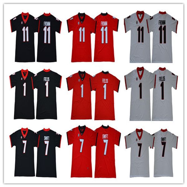 

2020 new ncaa georgia bulldogs uga #11 jake fromm 7 dandre swift 3 todd gurley ii herchel walker football jerseys stitched size s-3xl, Black;red