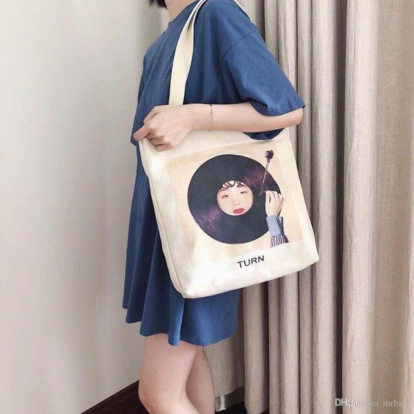 

2019 custom new ladies handbags designer canvas shopping bags fashion trend street style large capacity printed canvas shoulder bag