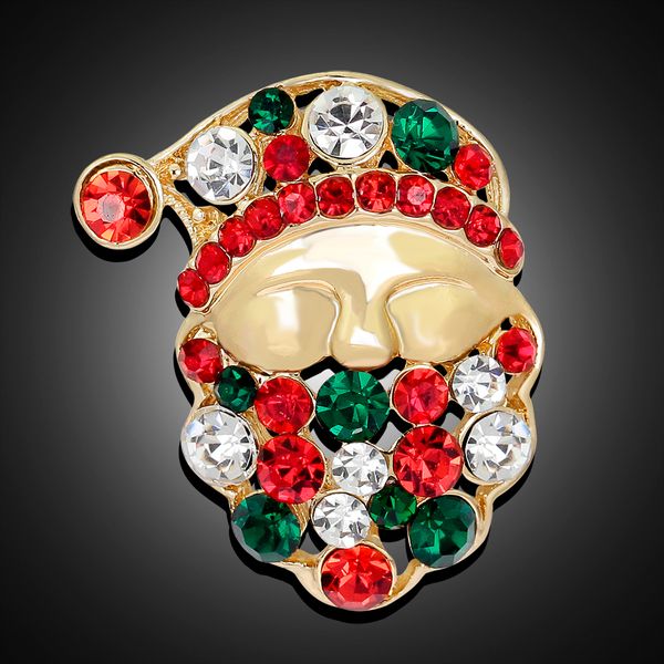 

ajojewel golden christmas lucky santa man brooch christmas pins for women party dress jewelry gift, Gray