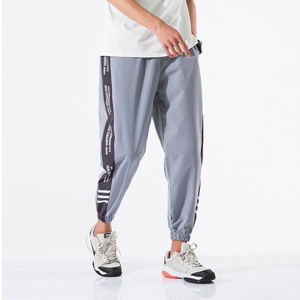 

black letter embroidery streetwear gothic cargo ribbons joggers pencil pants men's hip hop sweatpants men harem casual trousers