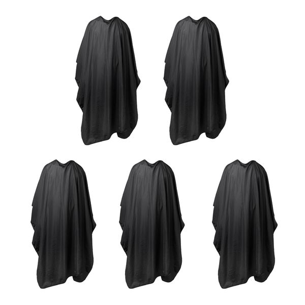 

5 pcs professional barber hairdressing gown cape w/ snap closure all black