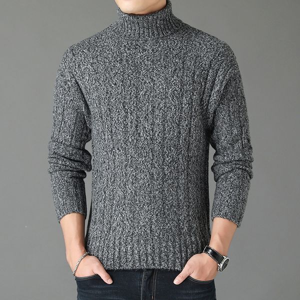 

men turtleneck sweater male cotton clothes winter high neck thick warm sweater slim fit pullover men knitwear dropshipping, White;black