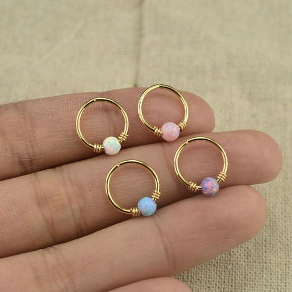 

pinjeas opal cartilage hoop earring handmade sterling tragus fashion ear cuff charm jewelry bridesmaids birthda gift, Golden;silver