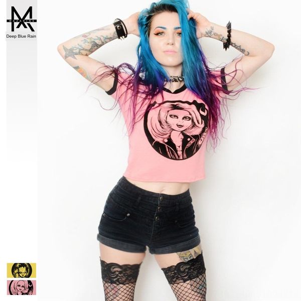 

3d horror doll printing creative short suit tight doll digital t-shirt digital women's short sleeve quick-drying t-shirt, White