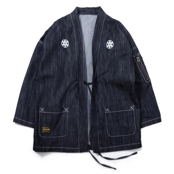 

2020 new japanese kimono jackets japan style zipper pocket embroidery men streetwear male fashion hip hop casual coats m----xxl, Black;brown