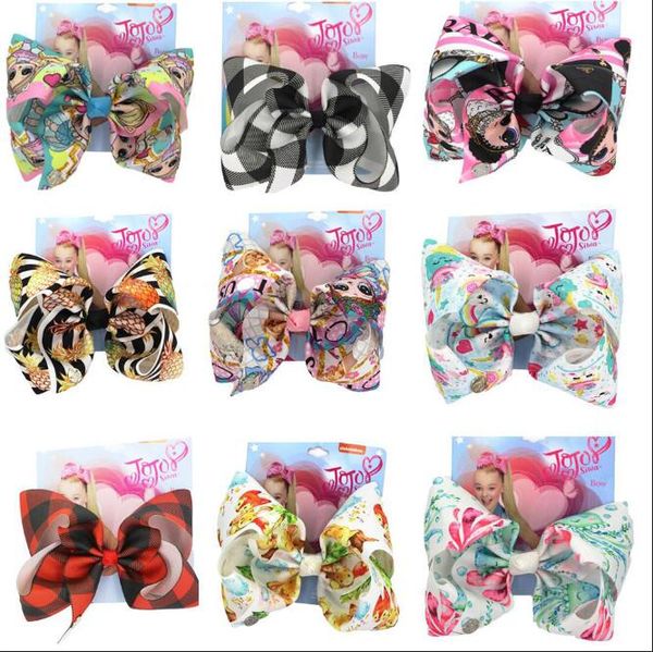 

8 inch jojo bow for girls jojo siwa large unicorn hair bows for girls with clips bowknot handmade girl hair accessory 10pcs, Slivery;white