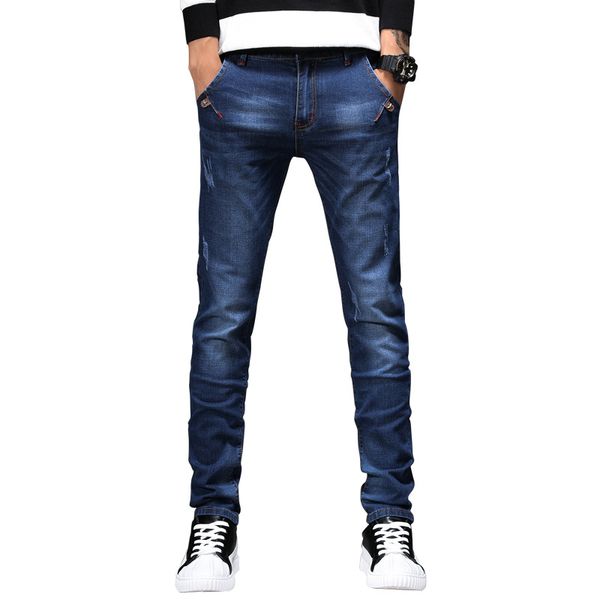 

men's jeans 2017 spring and summer new style youth korean-style slim fit skinny pants men's wear elasticity pants a generation o, Blue