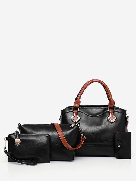 

winsun сумки женская мода сумки посыльного кожа плеча crossbody сумки для женщин 4 шт. минималистский контрастный цвет сумка набор