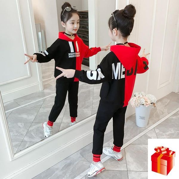 

kids girls clothing sets new spring autumn sport sets baby girls beautiful sets children clothing sweatshirts+pants suit 4-12y t200526, White