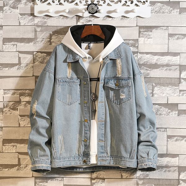 

denim jeans casual england style new 2019 spring autumn jacket men brand clothes plus asian size m-5xl, Black;brown