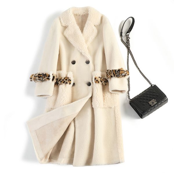 

real fur coat female wool jacket autumn winter coat women clothes 2020 korean vintage sheep shearling abrigo mujer zt4337, Black