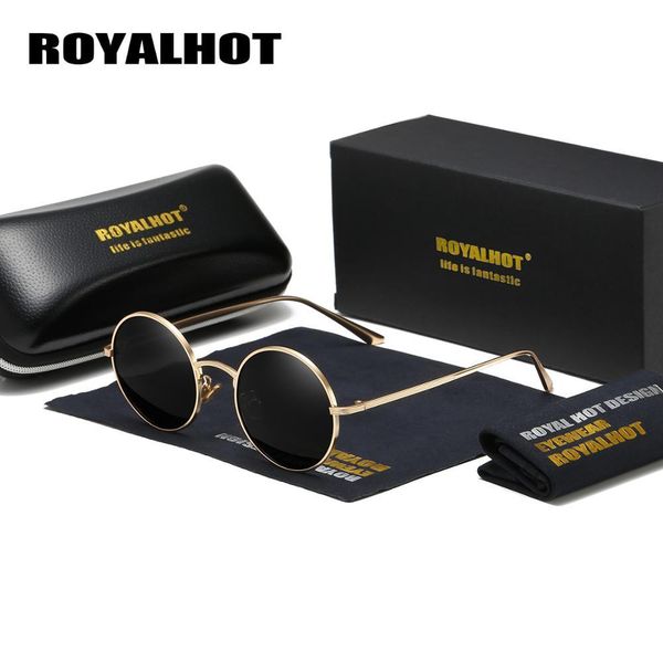 

royalvintage round polarized sunglasses men brand designer fashion sun glasses women metal frame resin lens eyewear uv400 eqfcw
