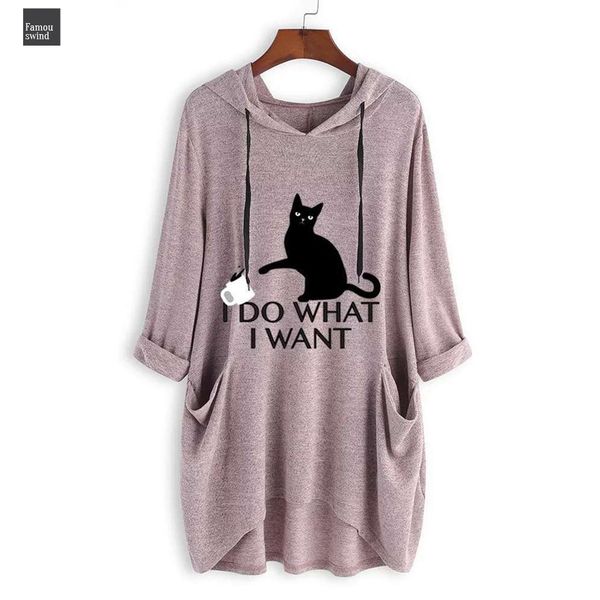 

топ футболка женщины повседневная печати cat ear с капюшоном футболка с длинными рукавами новый карманный белье мода топ femme dec27, White