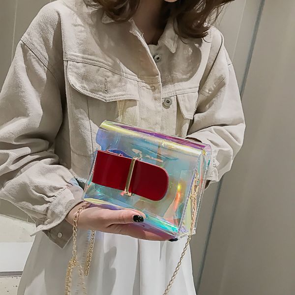 

women laser transparent jelly bag luxury womens hasp wild messenger bag ladies one shoulder female handbags sac osier