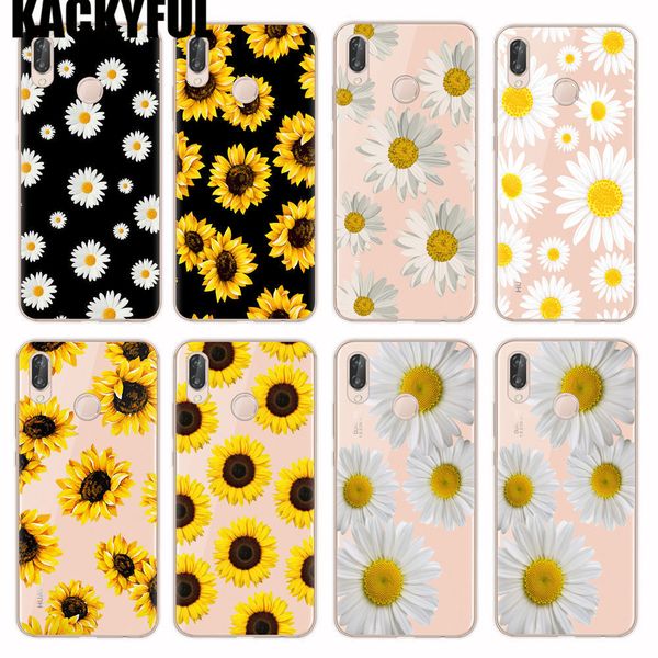 Coques Téléphone Portable été Mignon Marguerite Tournesol Fleur Florale Souple Clair Cas De Téléphone Fundas Coque Pour Huawei P20 P10 Compagnon 10 20