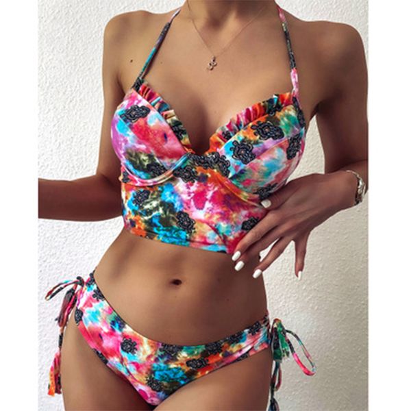 

new bohemian tassel bikini micro fringe swimsuit women brazil beach biquini may bandage dot swimwear 2020 bathing suit b330
