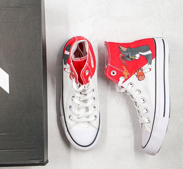 

холст обувь chuck 70 том и джерри красный белый повседневная мужчины женщины обувь холст дизайнер бег скейтборд обувь кроссовки 35-44, White;red