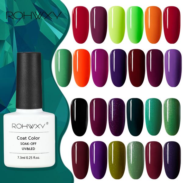 

rohwxy 7.3ml uv varnish nail gel polish for manicure gel lacquer semi permanent soak off hybrid nail painting art tools, Red;pink