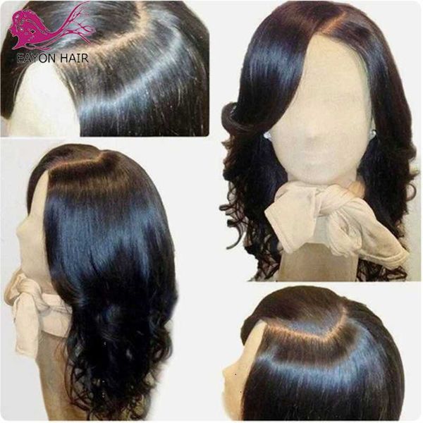 

eayon объемная волна полный шнурок человеческих волос парики для женщин сорвал парик с волосами младенца 12-20 дюймов бразильский натуральны, Black;brown