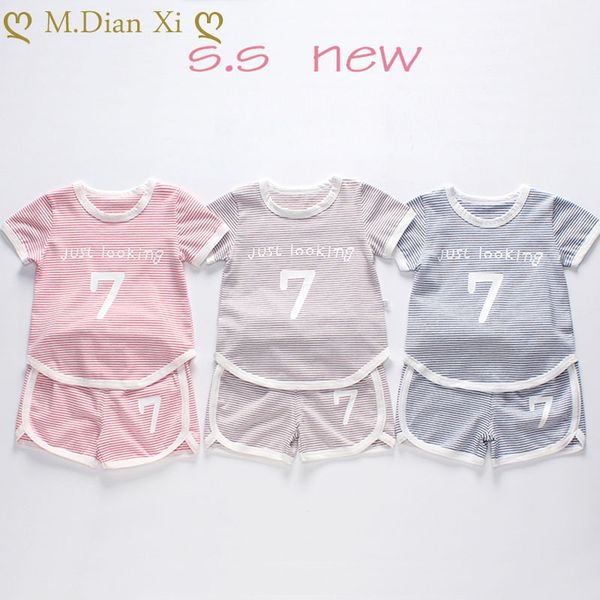 

stripes infant baby boys and girls clothes children's cotton baby sets summer short sleeve toddler clothes sets outfits, White