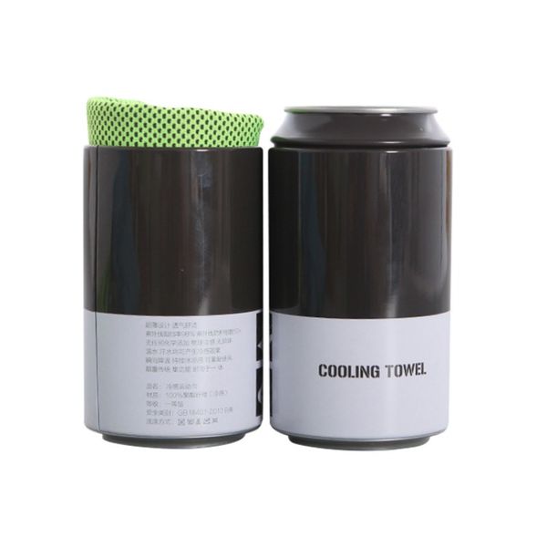 

cans loaded microfiber cooling fitness towel with bottle container sports towels instant sweat quick dry ice swimming towel