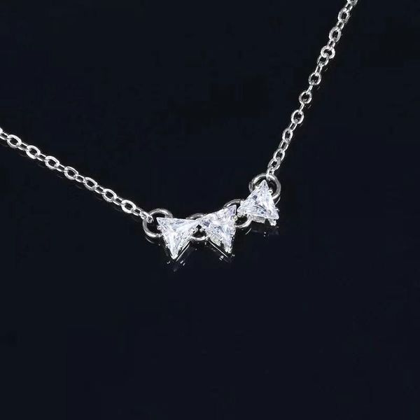 

trendy three triangle cz pendant necklace for women wedding engagement gift gold siver necklace fashion jewelry dropshipping, Silver
