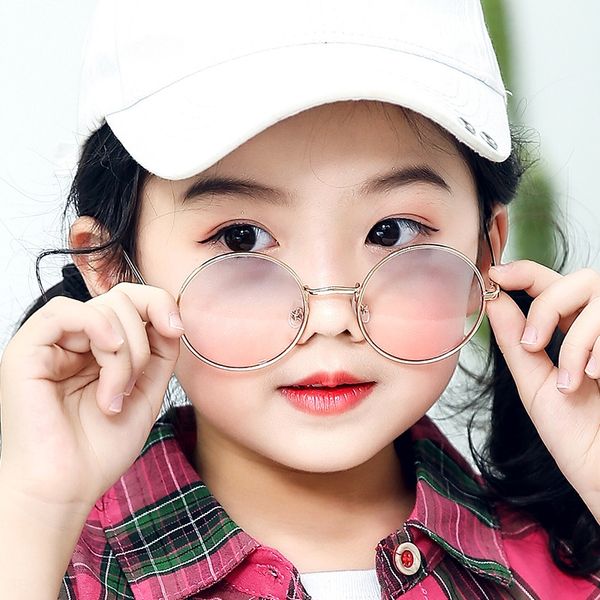 

2020 round frame sun crown prince fashionable sun metal spring leg glasses sunglasses for boys and girls, Blue