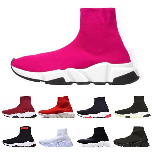 

new fashion trainer mens women high sock shoes pink white black red blue triple black mens trainers sports sneakers size 36-45