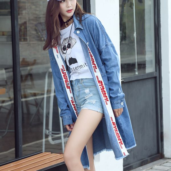 

vetevidi 2017 autumn new women's clothing bf loose coat letters of long thin cowboy trench coat 9504#, Tan;black
