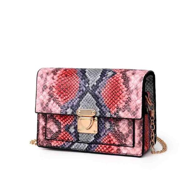 

women retro serpentine small square bag handbag snake print 2020 high-quality pu leather shoulder bag beach bolsa feminina #lr3