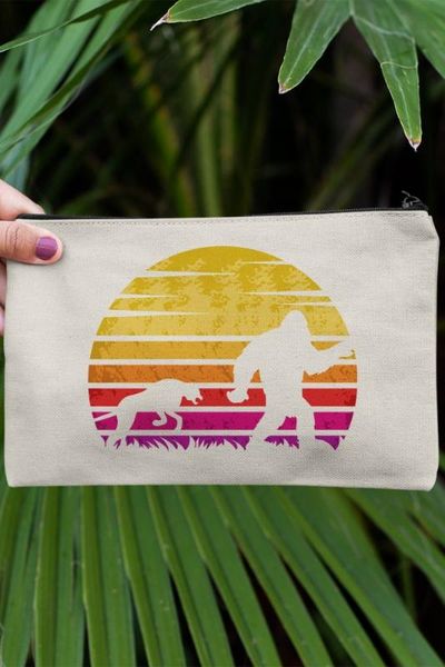 

angemiel clutch colorful tiger and monkey portfolio hand makeup bag, Silver