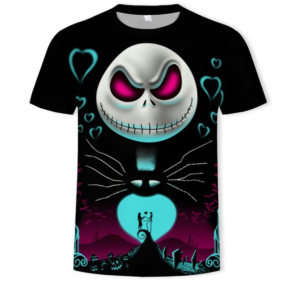 

mensromantic couple digital printing round collar short sleeve t-shirt, White;black