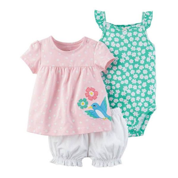 

3pcs/lot newborn toddler baby girls flower romper short sleeve pants sunsuit outfits clothes flower romper outfits clothes, White