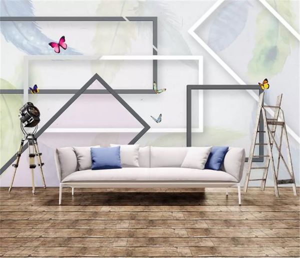 

custom any size 3d wallpaper fashion simple 3d box geometric line personality tv background wall decoration mural wallpaper
