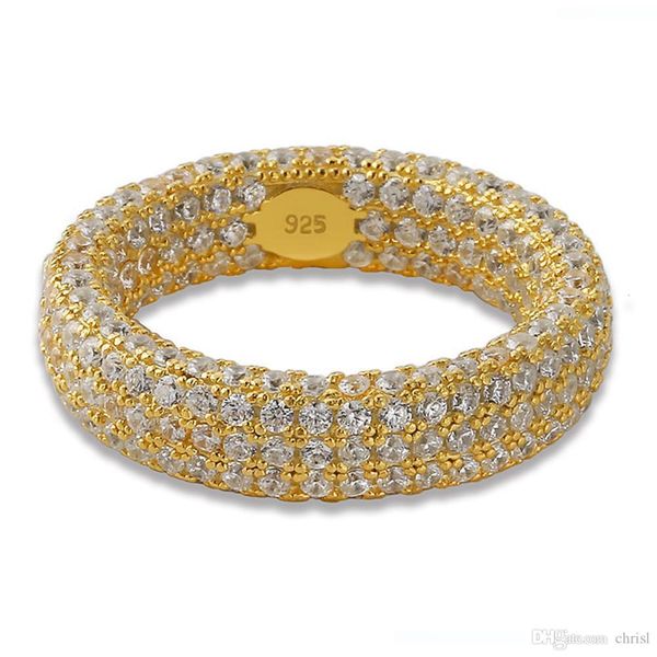 

925 sterling silver ring stamp полное iced out фианитами мужские женские кольца для помолвки hip hop подарка ювелирных изделий