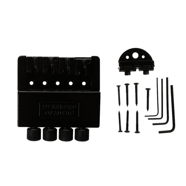 

black 4 string electric bass tailpiece bridge system for headless bass parts
