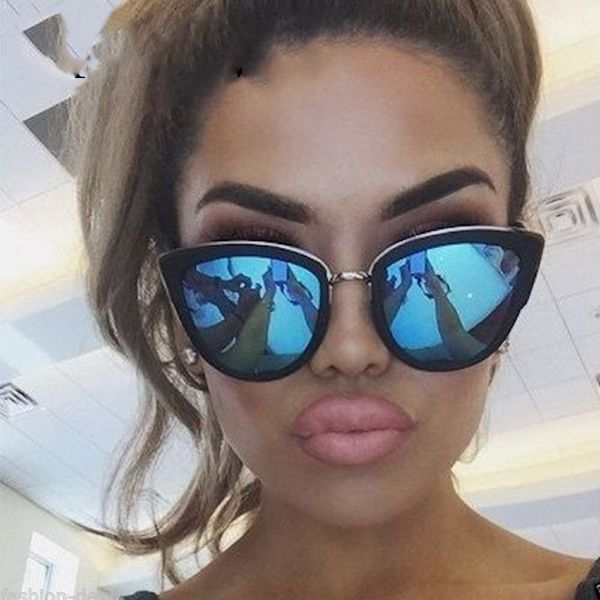 

luxury-cat eye sunglasses retro female metal frame sunglasses brand designer alloy legs glasses, White;black