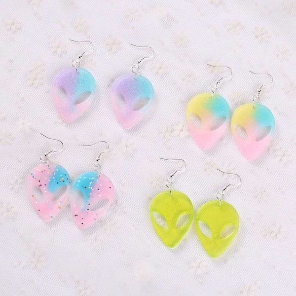 

1pair fashion craft resin alien drop earrings for women japan/korean fashion jewelry wholesale, Silver