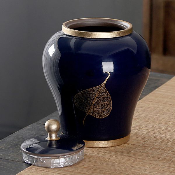 

черный / синий pet кремация мемориал урна jar ceramic gradient глазурь для собаки кошки птицы мыши пепел keepsake хранения box 900 мл