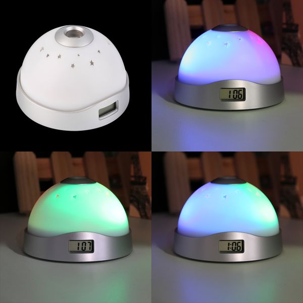 

magic led projection alarm clock night light starry sky star digital color changing clocks rgb night light alarm despertador
