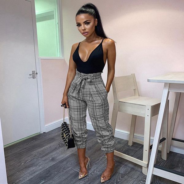 Compre La Moda De Tela Escocesa Mujeres De Los Pantalones 2019 De