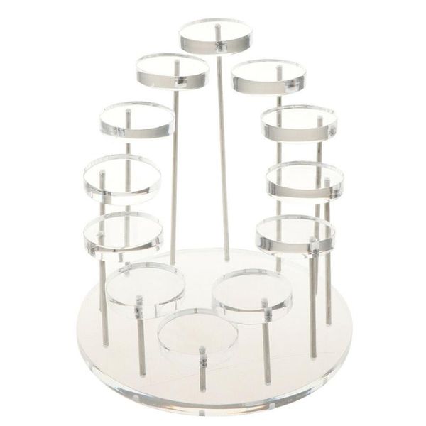 

jewelry display rack earring organizer stand accessories 12 tier counter deskacrylic holder showcase rotatable bracelet ring, Pink;blue