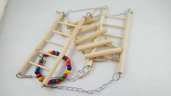 

permanent purple two hang the wooden ladder - hamster parrot toys suspension suspension bridge stairs rings swing 220g