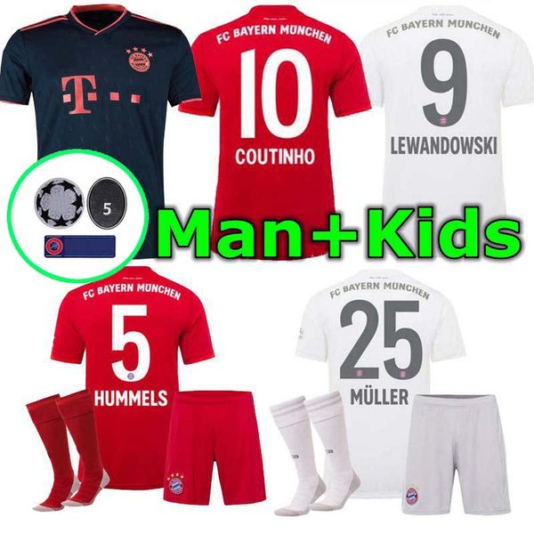 

men + kids 19 20 bayern munich pavard soccer jersey 2019 2020 lewandowski muller jersey hernandez football shirt coutinho uniforms perisic, Black;yellow