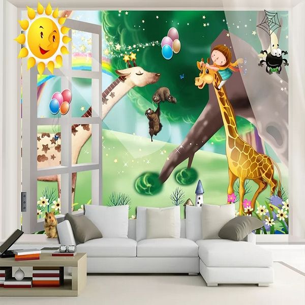 

new custom large mural 3d wallpaper cartoon nordic animal world children's bedroom mural tv back wall decor deep 5d embossed