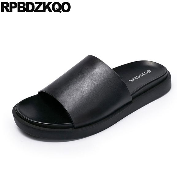 

sandals summer black fashion 2018 flat slides beach slip on slippers size 45 designer shoes men leather large plus